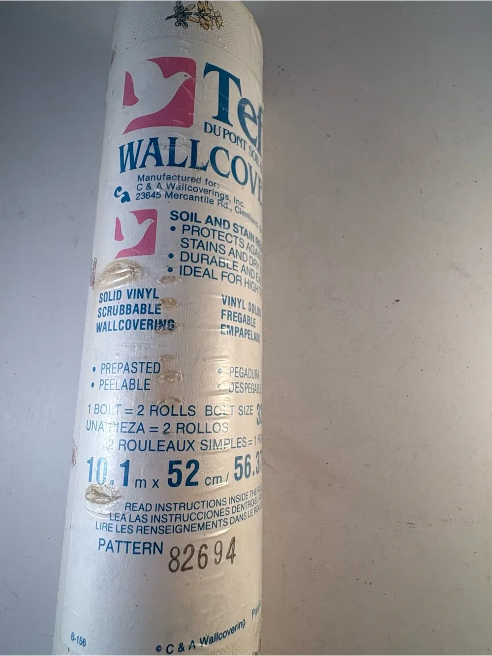 Vtg C&A Wallcoverings White Floral Wallpaper Bolt 33' X 20.5